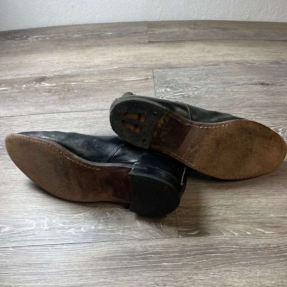 Vintage Chelsea Boots Men 9 Black Leather Almond Toe Pull On Classic EB2220LB